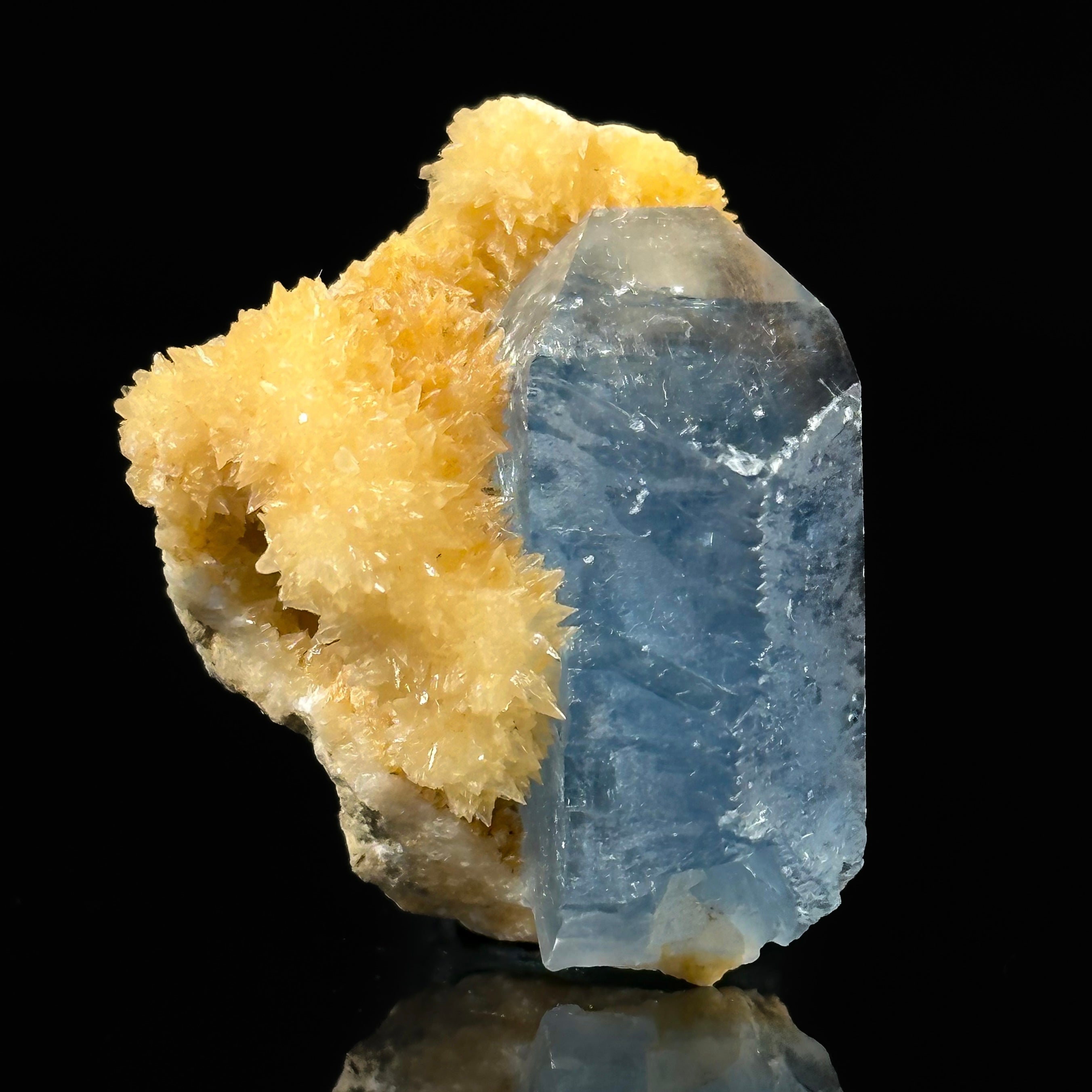 Celestine on Calcite